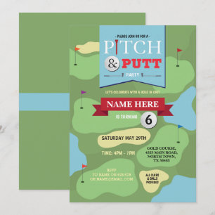 Passo do aniversário do golfe & convite Golfing d