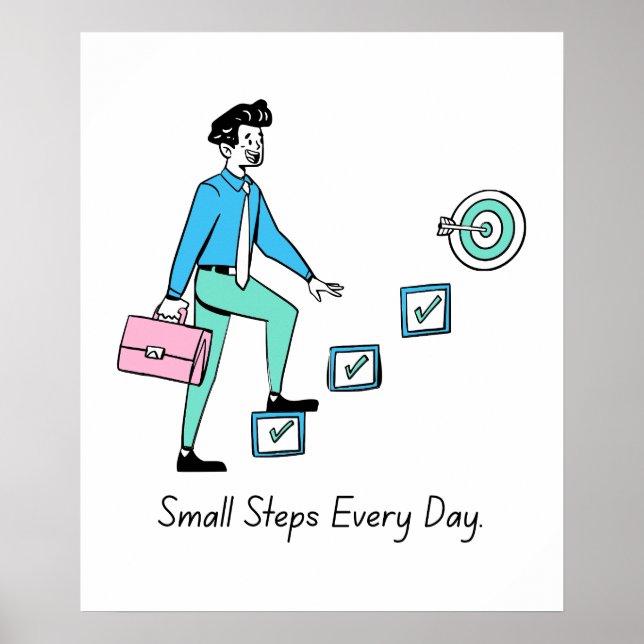 Passos Pequenos Todos Os Dias - Poster Motivaciona (Frente)