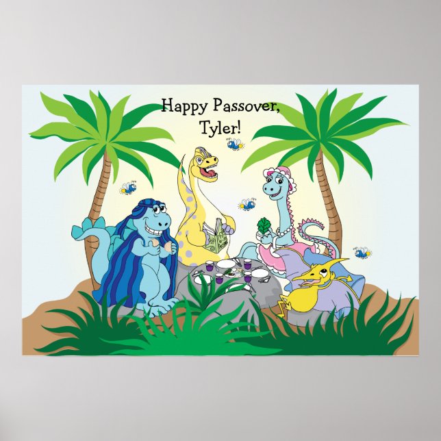 Passover Dinossauro Seder Poster 20 x 24 Matt Fini (Frente)