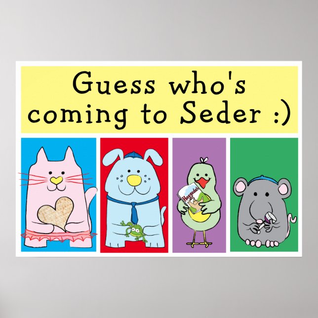 Passover Pets Seder Poster 20 x 24 Matte Finish (Frente)