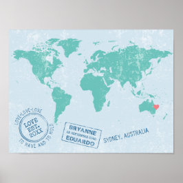 Passport Stamps World Map Signature Poster