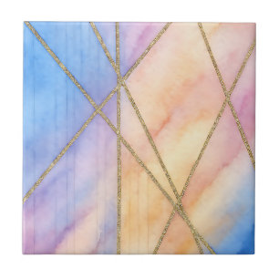 Pasta Aquarela Padrão Geométrico Rosa, Azul