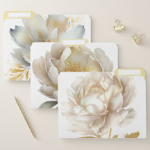 Pasta de arquivos românticos de flores brancas de 