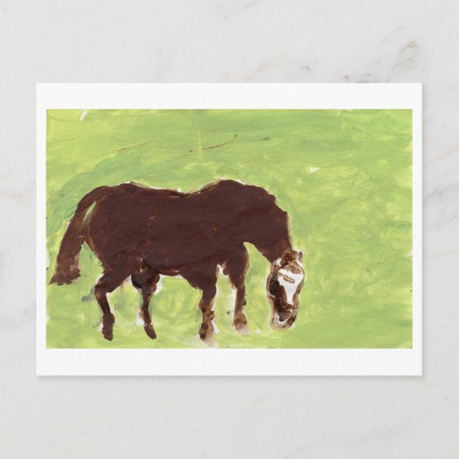 Pastagem de cavalos com cartão postal verde (Frente)