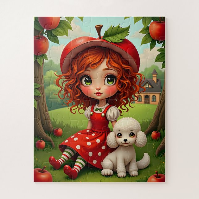 Pastel Apple Girl with Puppy - Quebra-cabeça diver (Vertical)