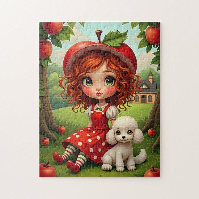 Pastel Apple Girl with Puppy - Quebra-cabeça diver (Vertical)