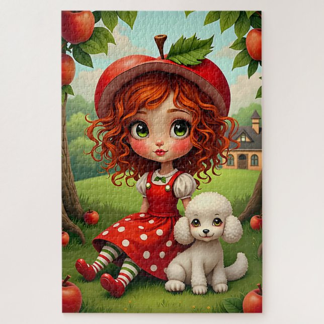 Pastel Apple Girl with Puppy - Quebra-cabeça diver (Vertical)