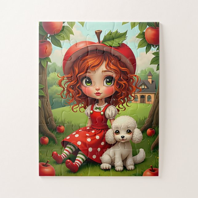 Pastel Apple Girl with Puppy - Quebra-cabeça diver (Vertical)