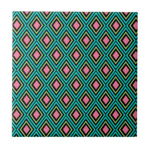 Pastel Arco-íris Losangos Geométrico Preto Rosa Az