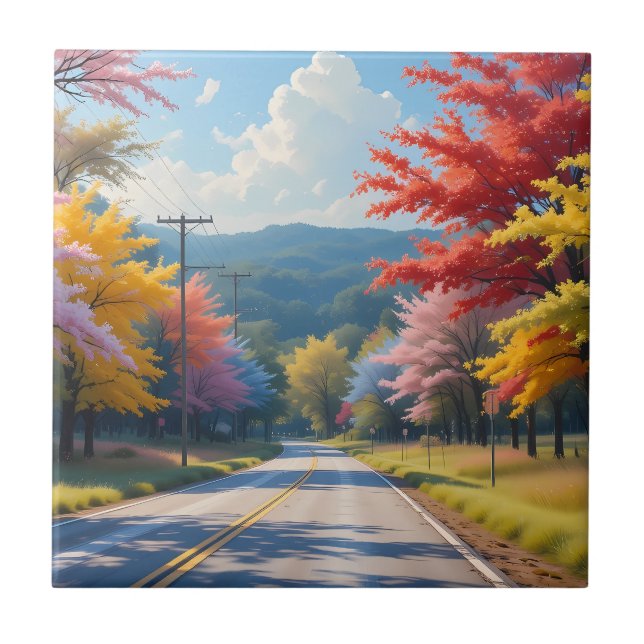 Pastel Autumn Country Road Watercolor (Frente)