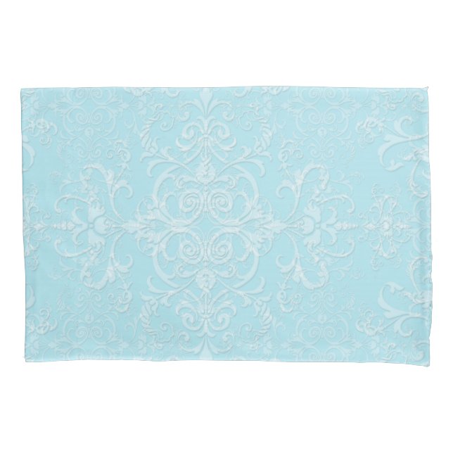 Pastel Azul Bebê Padrão Duplo Damask (Frente-Esquerda)