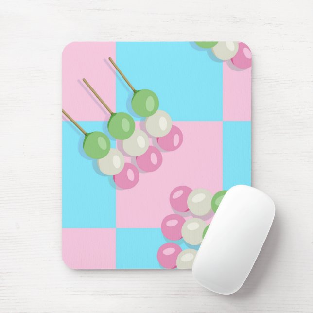 Pastel Azul-Rosa Verificado no Mousepad Dango (Com mouse)