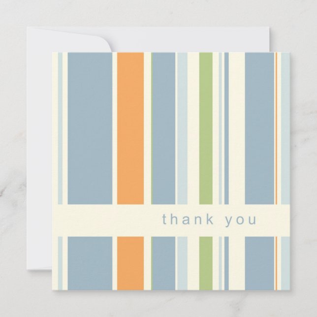 Pastel azul stripteado obrigado cartões (Frente)