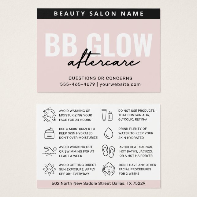 Pastel BB Brilha Facial Após Cartão De Instrução D (Frente & Verso)