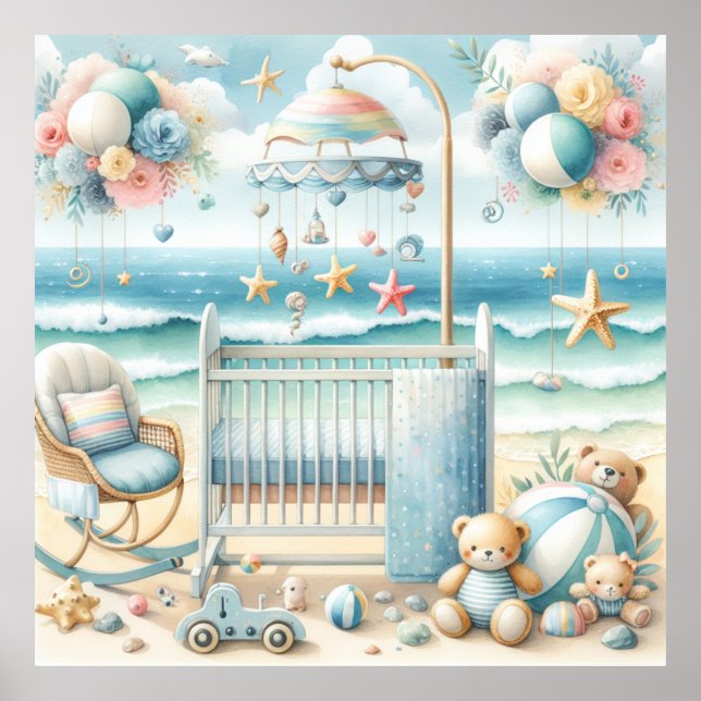 Pastel Beach Nursery Poster (Frente)
