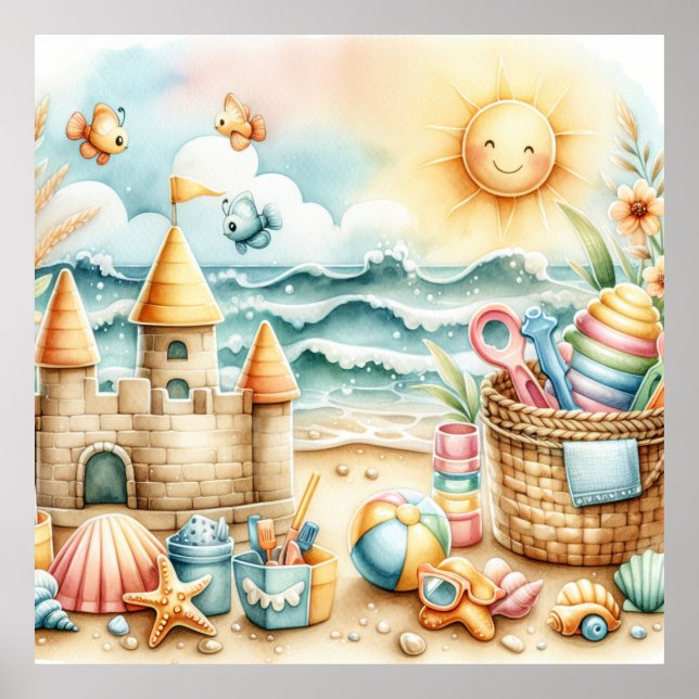 Pastel Beach Nursery Poster (Frente)