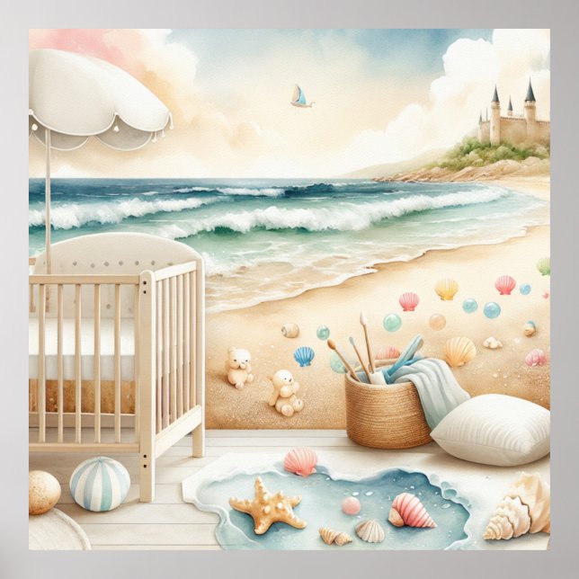 Pastel Beach Nursery Poster (Frente)