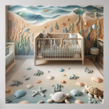 Pastel Beach Themed Nursery Room Em Um Poster