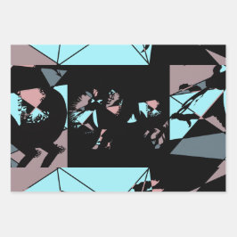 Pastel Black Blue Pink Grey abstract 