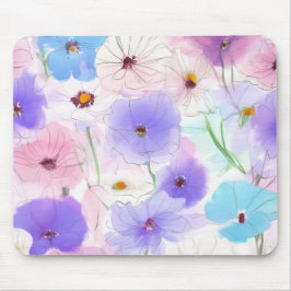 Pastel Bloom Flow Floral Mouse Pad