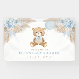 Pastel Blue Boho Pampas Urso de Teddy Bear Bem-vin
