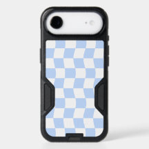 Pastel Blue White Retro Checkerboard Pattern