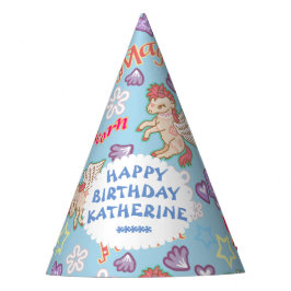 Pastel Branco Azul Unicorno. Chapéu de Festa