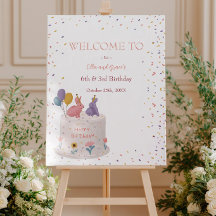 Pastel Bunny Aniversário Conjunto para Irmã Irmão
