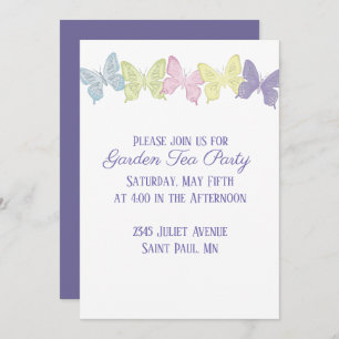 Pastel Butterflies Convite 5" x 7",