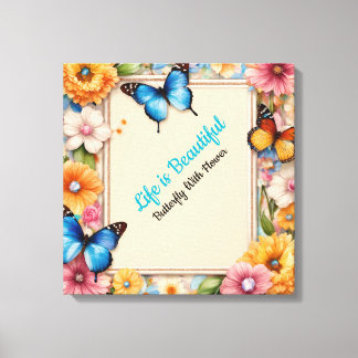 Pastel Cartoon Butterflies Canvas Poster – Cute