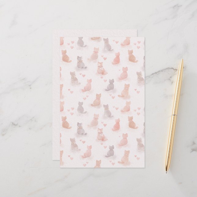 Pastel Cats Paper Sheet (Frente/Verso In Situ)