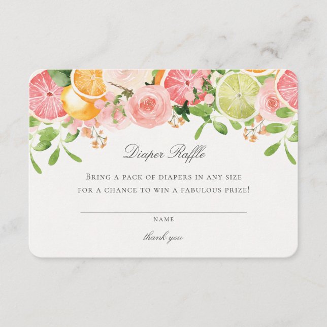 Pastel Citrus Floral Cutie Fralda Raffle Inserção (Frente)