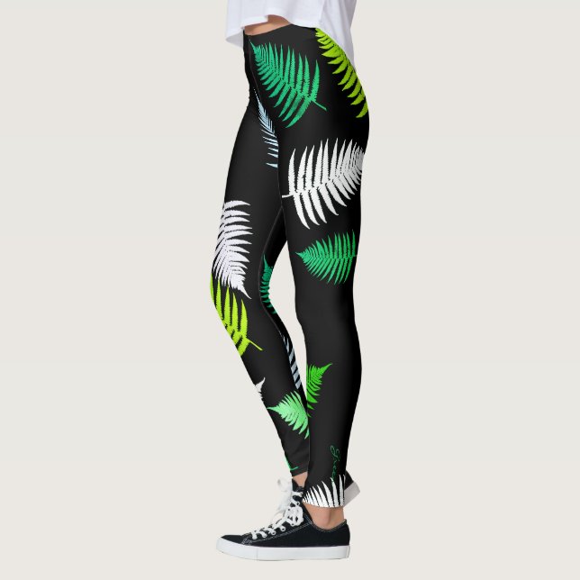 Pastel Colors Happy Green Fern Deixa Leggings (Esquerda)