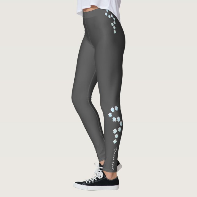 Pastel Colors Happy Turquoise Petals Leggings (Esquerda)