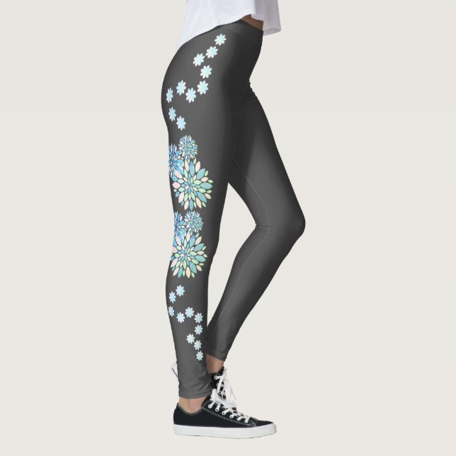 Pastel Colors Happy Turquoise Petals Leggings (Direita)