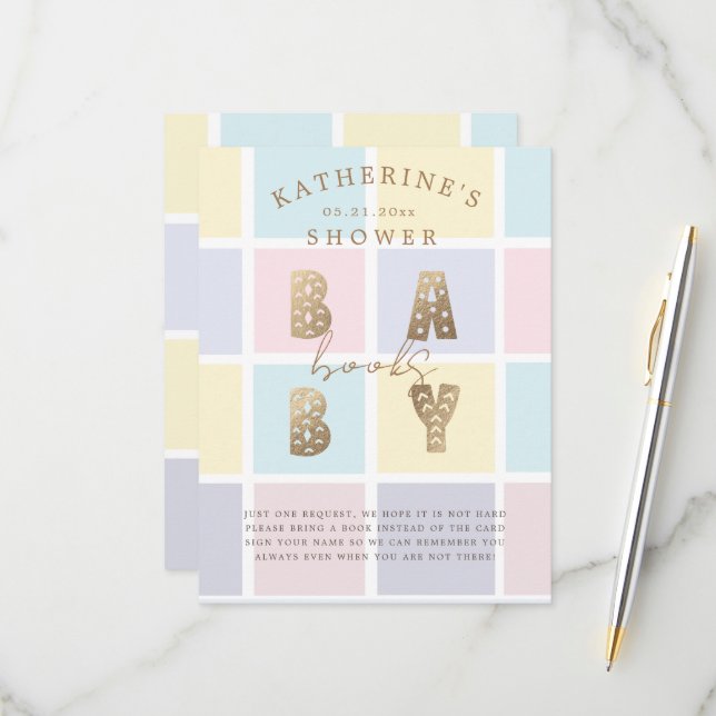 Pastel Colour Block Dourados Livros Para Cartão De (Frente/Verso In Situ)