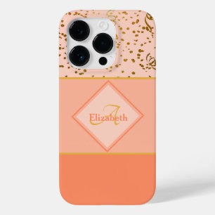 Pastel Coral Dourado Glitter Nome do Monograma
