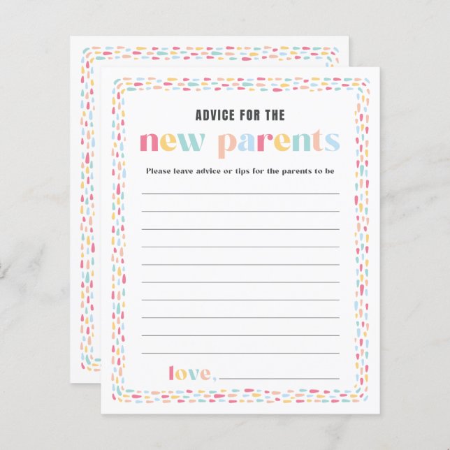 Pastel Cores do Chá de fraldas Arco-Íris Recomenda (Frente/Verso)