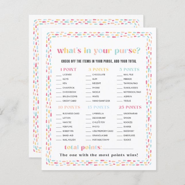 Pastel Cores do Rainbow Chá de fraldas Puro Jogo (Frente/Verso)