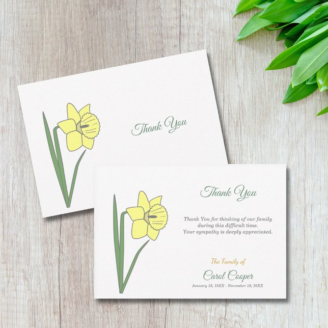 Pastel Daffodil Funeral Obrigado Cartão Nota (Pastel Daffodil Funeral Thank You Note Card)