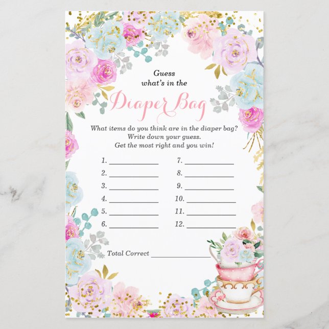 Pastel do Tea Party adivinha o que há na Fralda (Frente)