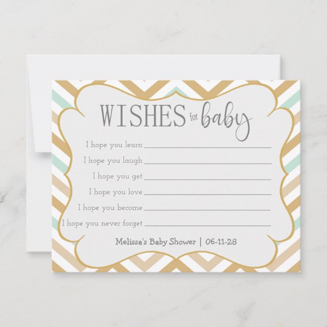 Pastel Dourado e verde Zig Zag Baby Wish (Frente)