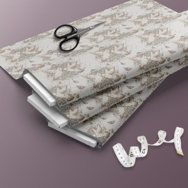 Pastel Doves Borboletas Florais Tecido (Criador carregado)