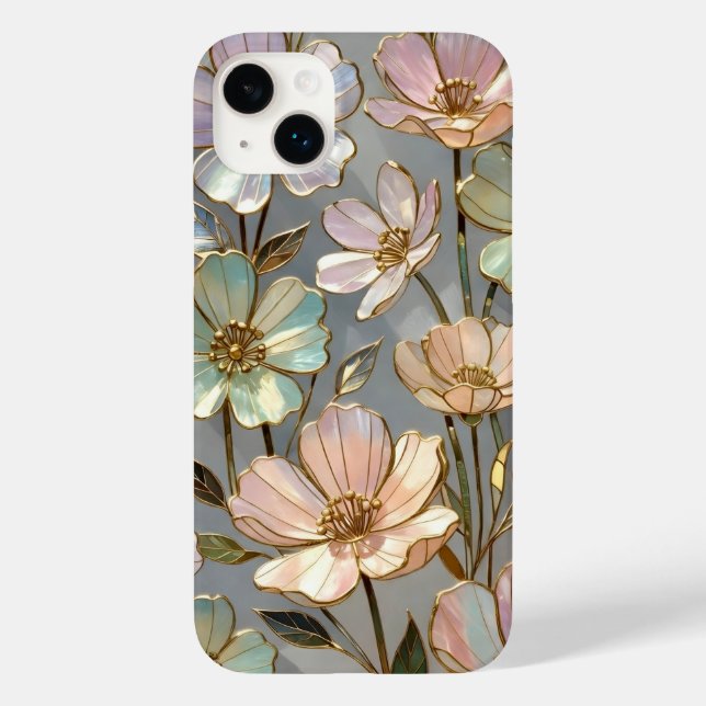 Pastel Floral iPhone Case Gold Flower Design (Verso)