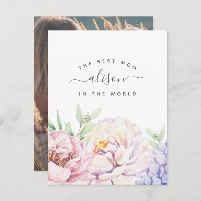 Pastel Floral Melhor Cartão com fotos Personalizad (Frente/Verso)