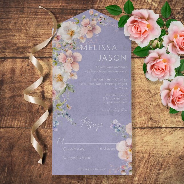 Pastel Floral Modern Lavanda Roxo Sem Janto (Criador carregado)
