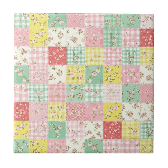 Pastel Floral Patchwork Picnic Pattern (6) (Frente)