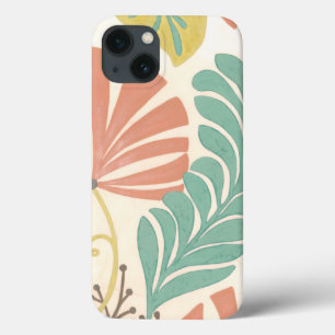 Pastel Floral Vines and Leaves on Cream Background