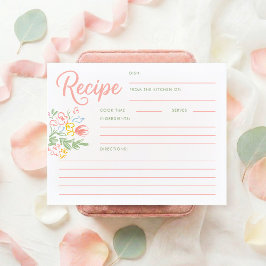 Pastel Floral Whimsical Bridal Shower Recipe Card