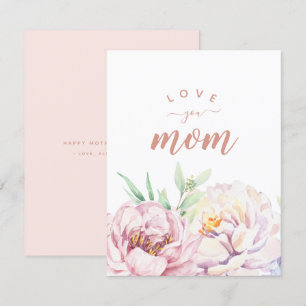 Pastel Florals Te Ama Mãe Cartão Simples Minimalis